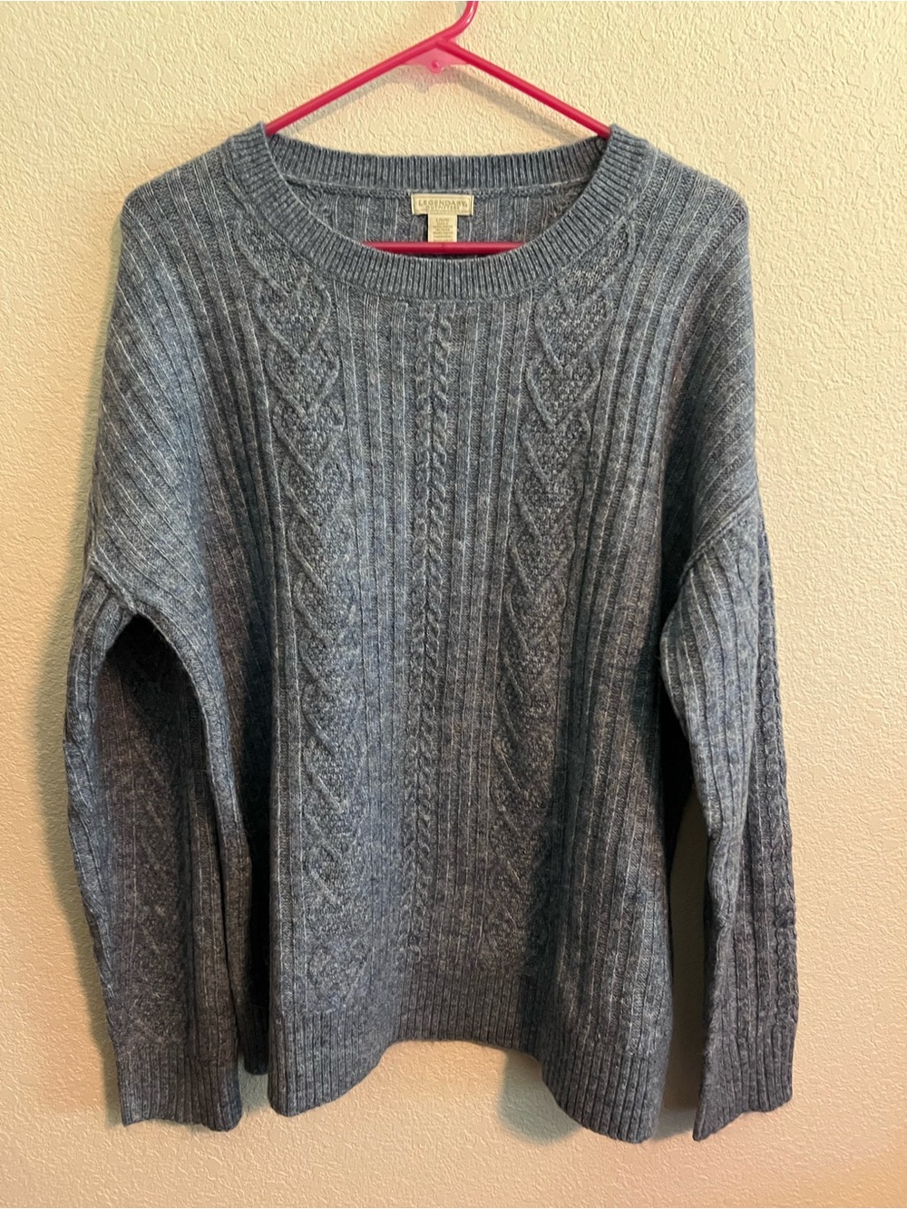 Light Blue/Gray Legendary Outfitters Cable Knit Crewneck Sweater Large